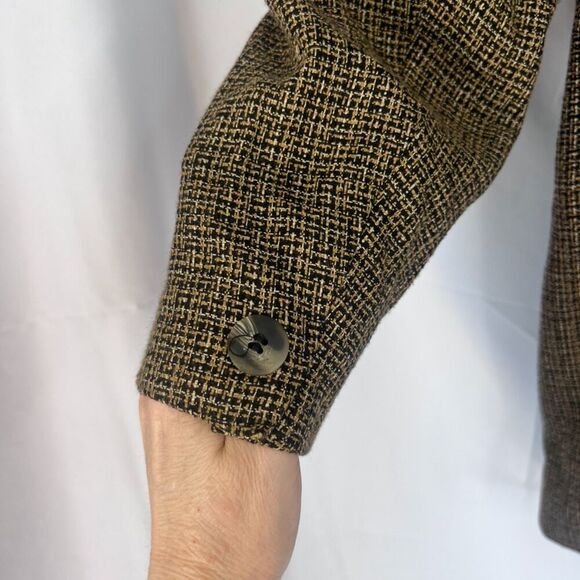 Rena Rowan for Saville Brown Tweed Single Breasted 3 Button Long Blazer Size 10 - Picture 5 of 13